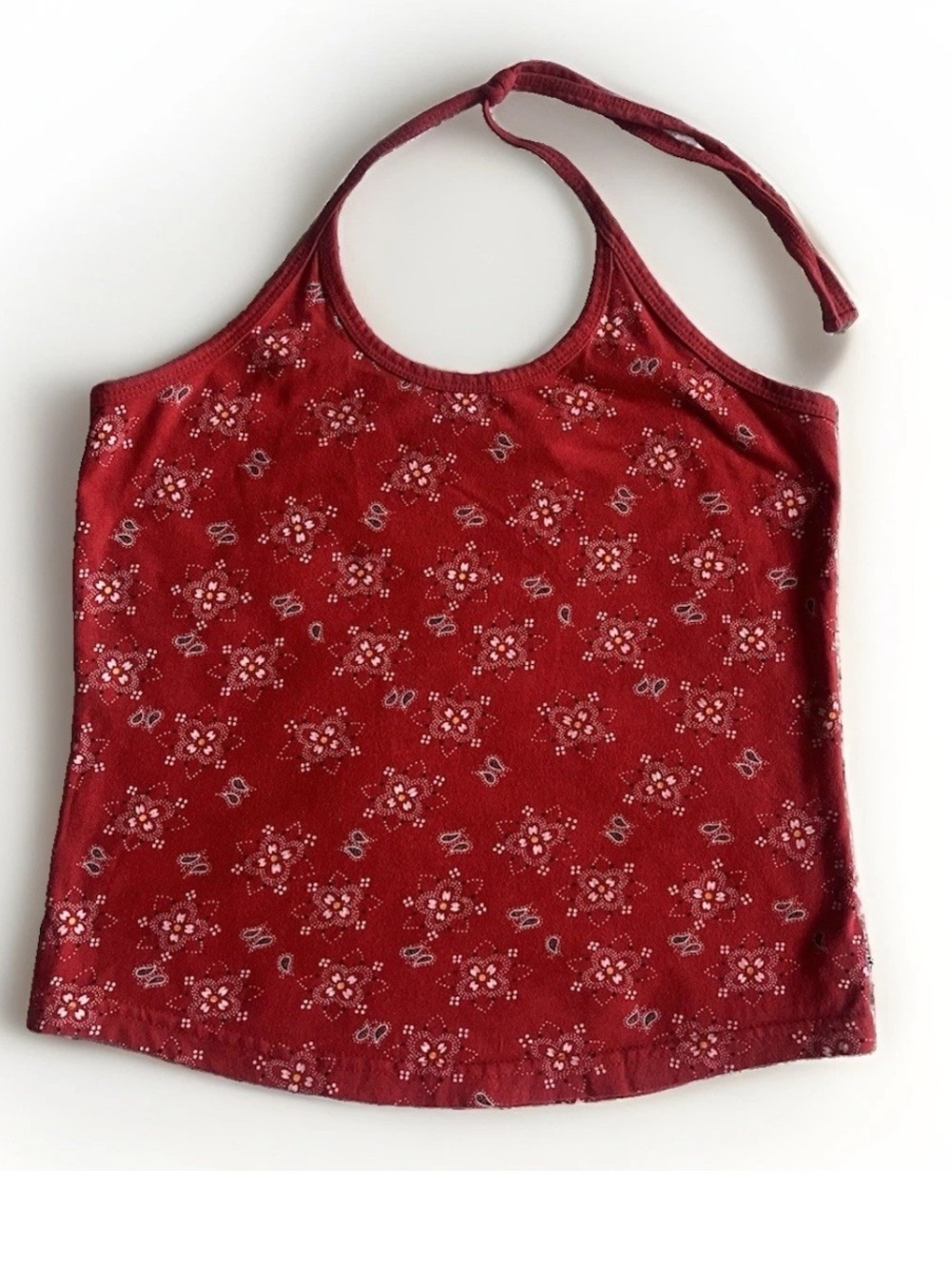 Vintage Lee Red Bandana Print Cropped Halter Tank